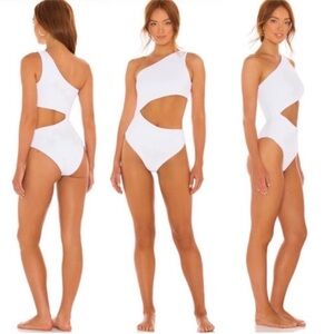 Beach Riot One-Shoulder White Cutout One-Piece Swimsuit